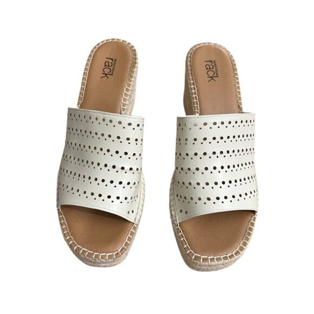 Nordstrom Rack Footwear Perforated Espadrille Wedge Slide Sandals Size 9 - Picture 3 of 9
